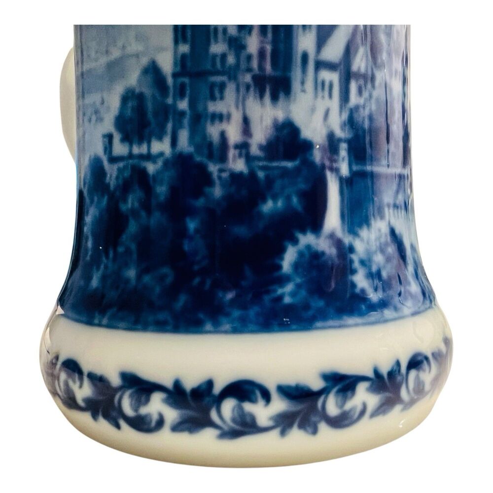 German Beer Stein Berlin Design Hohenzollern Castle Pewter Lid Blue White 1980 - Picture 7 of 8